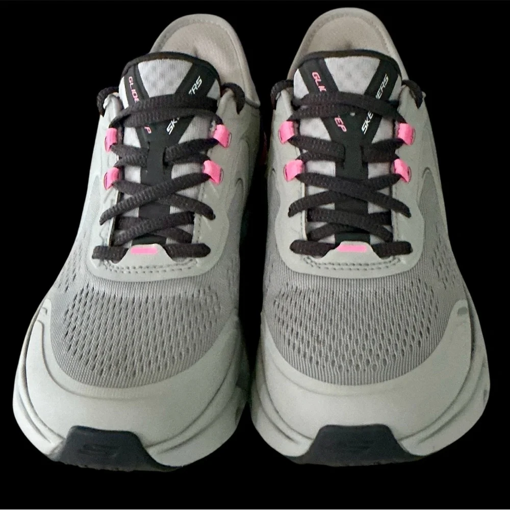 EUC! WOMENS SKETCHERS HANDS FREE SLIP-ONS GRAY AND  PINK - Picture 3 of 10